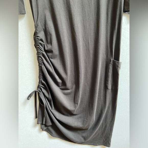 HORNY TOAD Muse Dress 3/4 Sleeve V-Neck Side Ruching Coffee Brown Sz L - Picture 5 of 13